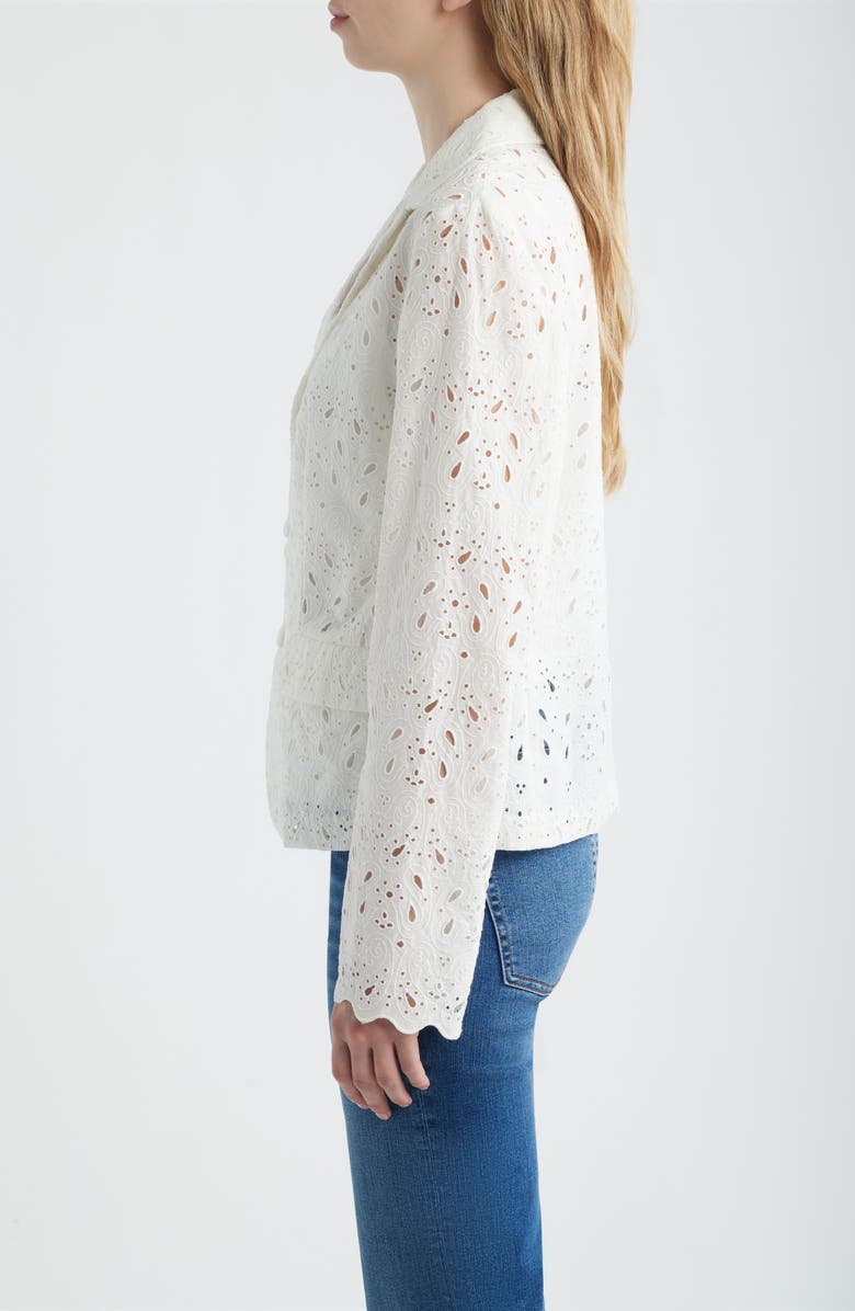 FRAME The Paisley Cotton Eyelet Blazer, Alternate, color, White