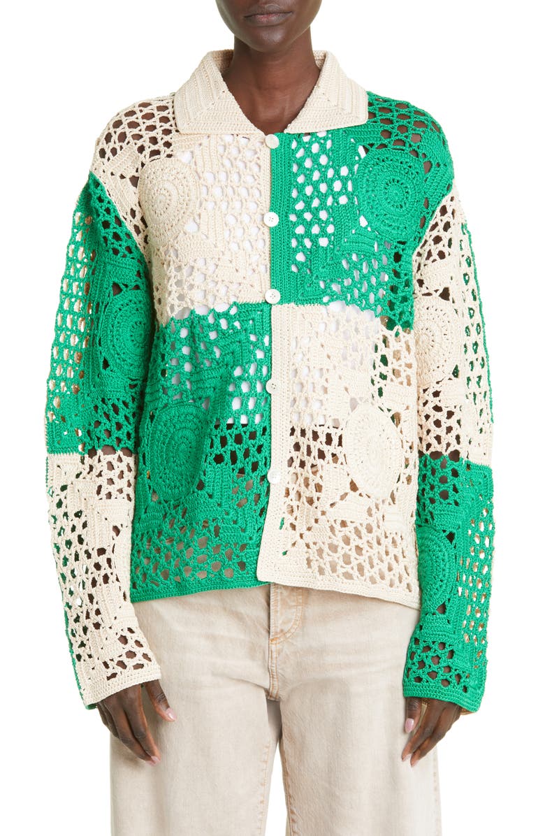Bode Duotone Crochet Overshirt, Main, color,
