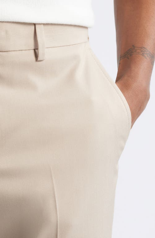 Open Edit Extra Trim Fit Solid Flat Front Dress Pants In Brown