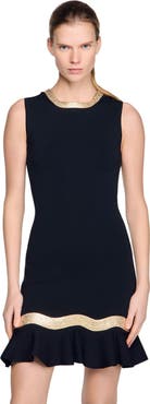 SANDRO Metal chain knit short dress