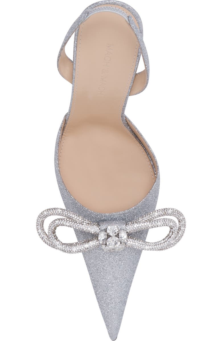 Mach & Mach Double Bow Glitter Pointed Toe Slingback Pump, Alternate, color,