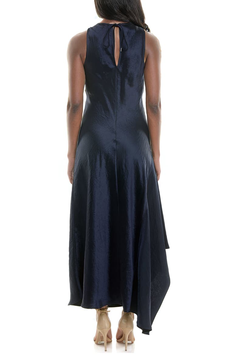 Sleeveless Bias Cut Satin Maxi Dress, Alternate, color, NAVY BLAZER