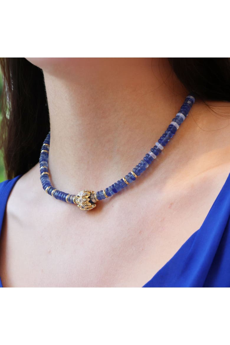 Blue Bead Rondel Necklace, Alternate, color, Blue