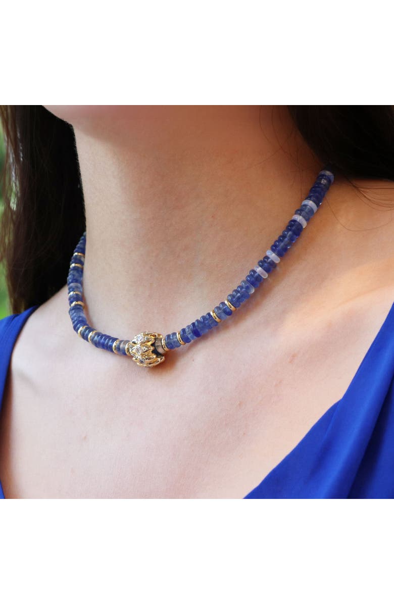 The Lovery Fine Jewelry Blue Bead Rondel Necklace, Alternate, color, Blue