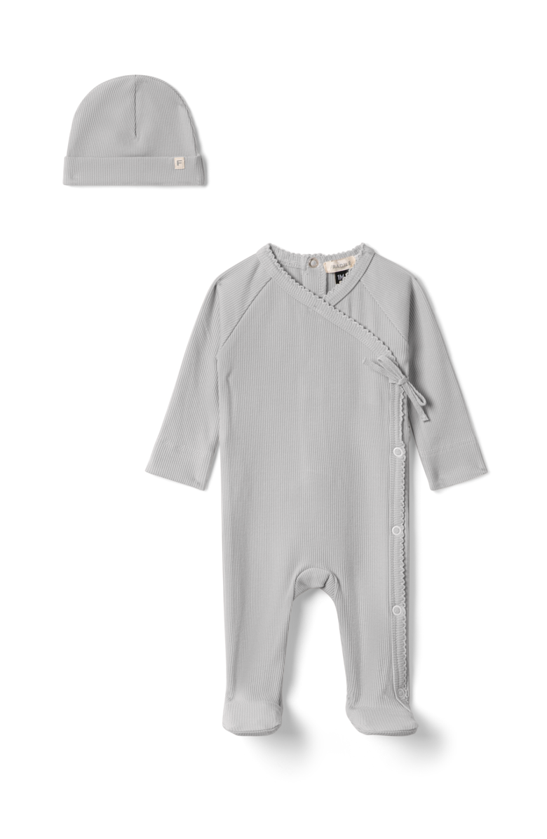 Fragile Back Snap Ribbed Romper with Hat, Main, color, Seafoam