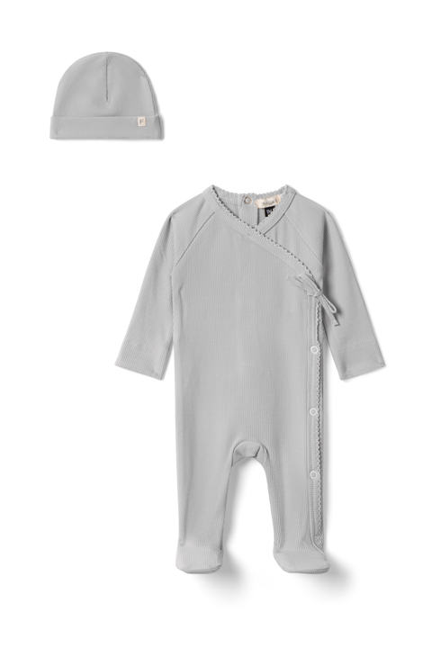 Back Snap Ribbed Romper with Hat (Baby)