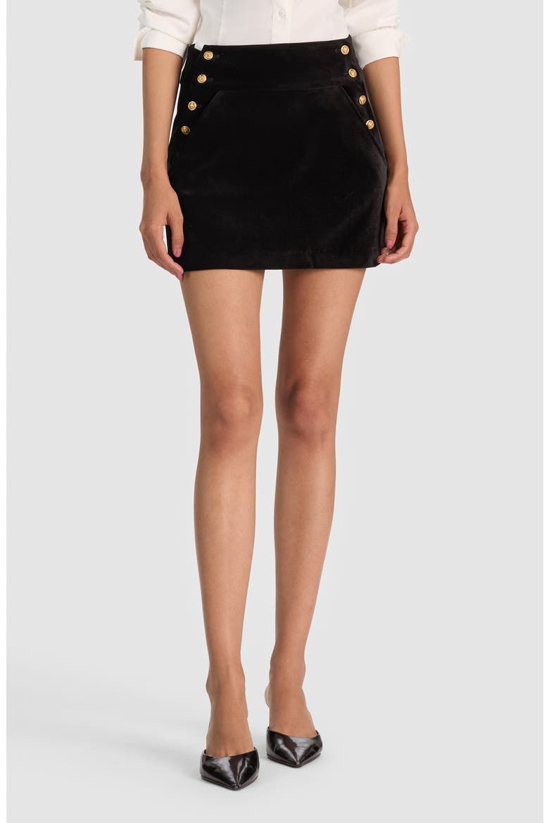 Donald High Waist Button Miniskirt, Main, color, BLACK