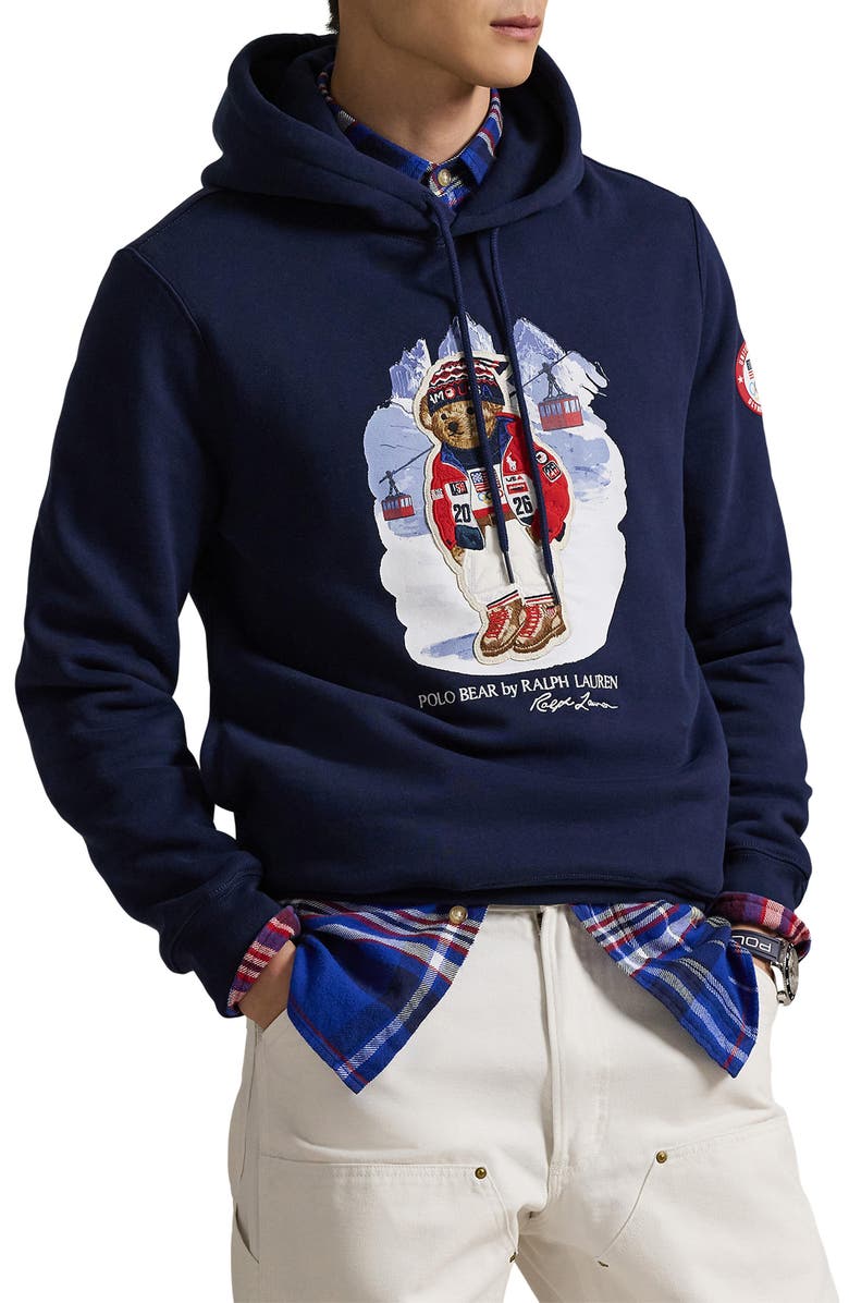 Polo Ralph Lauren Team USA Polo Bear Graphic Hoodie, Main, color, Refined Navy