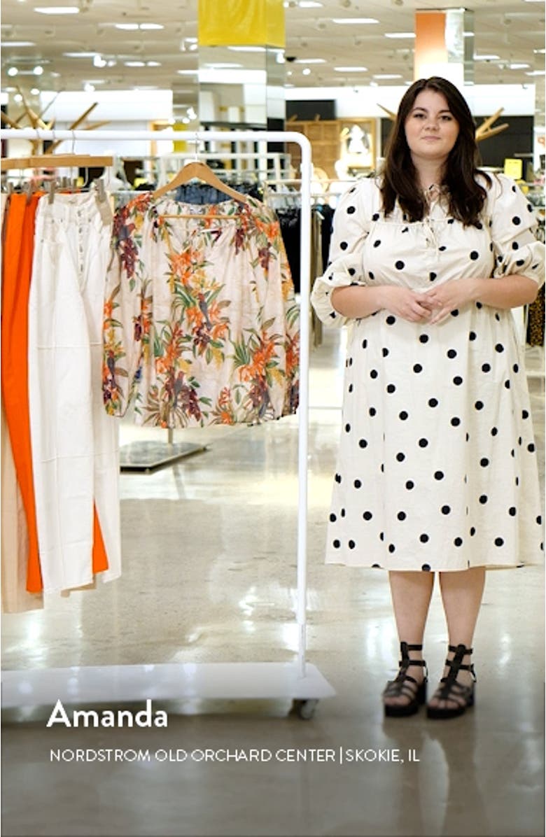 Villa Views Floral Split Neck Cotton & Silk Blouse, sales video thumbnail