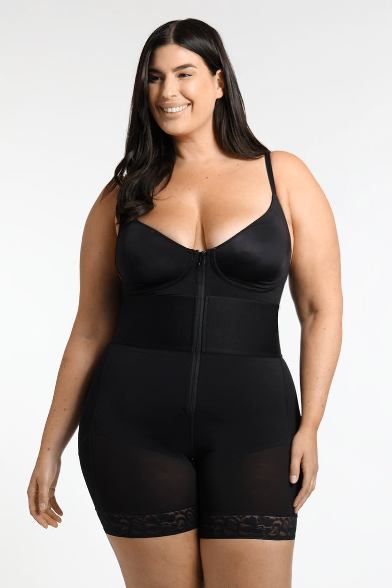AirSlim ElasticFuse Waistband Shaping Bodysuit, Main, color, Black