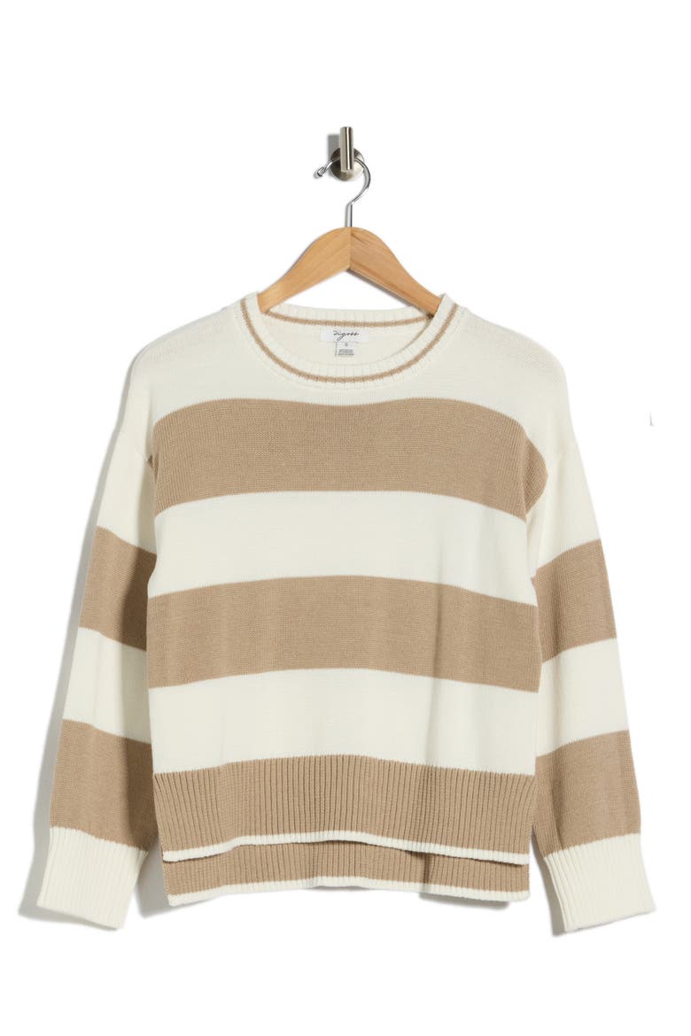 Rugby Stripe Sweater, Alternate, color, OATMEAL/ CREME