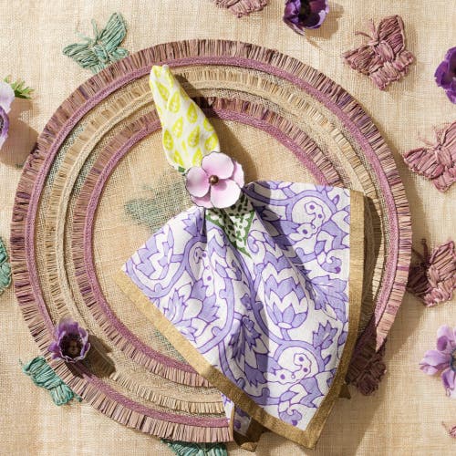 Joanna Buchanan Joyful Block Print Napkin, Set Of Two In Purple