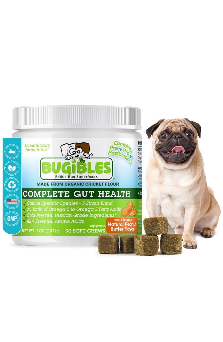 Bugibles Complete Gut Health 90 Probiotic Soft Chews For Dogs, Alternate, color, Brown