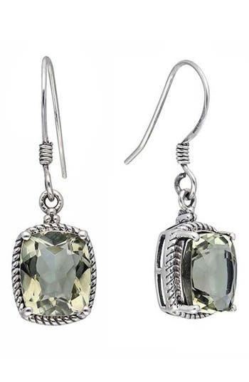 Ys Gems Green Amethyst Drop Earrings In Green