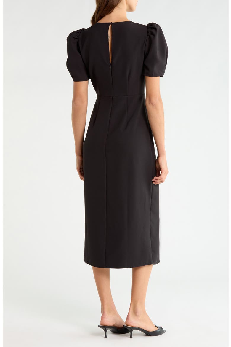 Chelsea Puff Sleeve Midi Dress, Alternate, color, BLACK