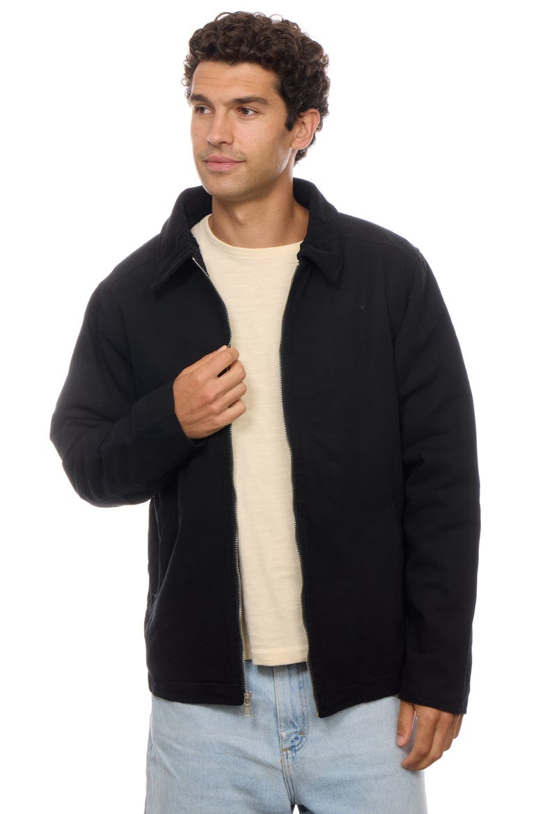 Corduroy Collar Cotton Twill Jacket, Alternate, color, BLACK