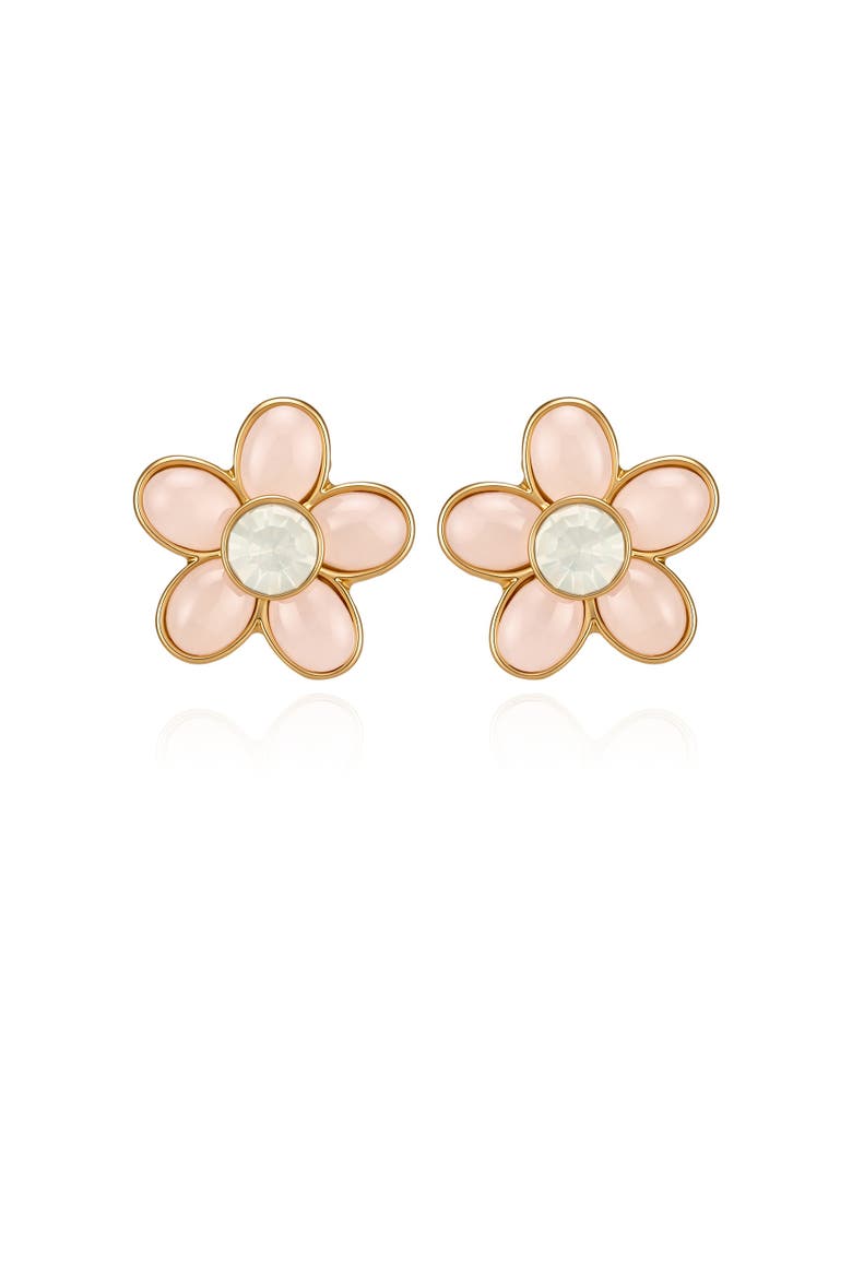 Gold Floral Stud Earrings, Main, color, Gold