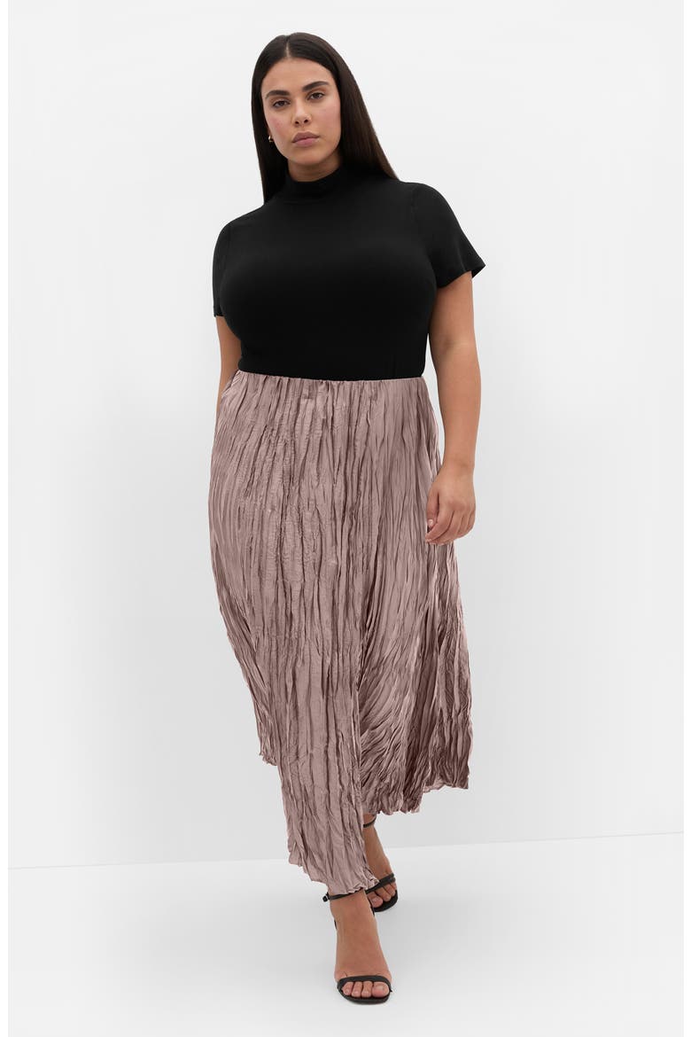 Imogen Pleated Crinkle Midi Skirt, Alternate, color, MINK