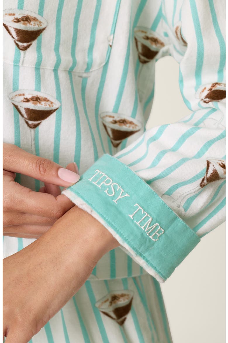 Flannel Pajamas and Headband 3-Piece Set, Alternate, color, POOL BLUE