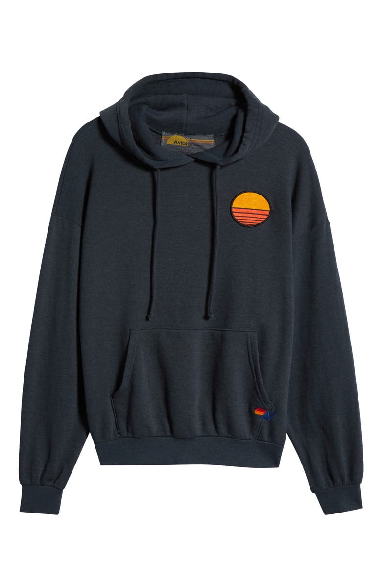Aviator Nation Sunset Patch Hoodie, Alternate, color, Charcoal