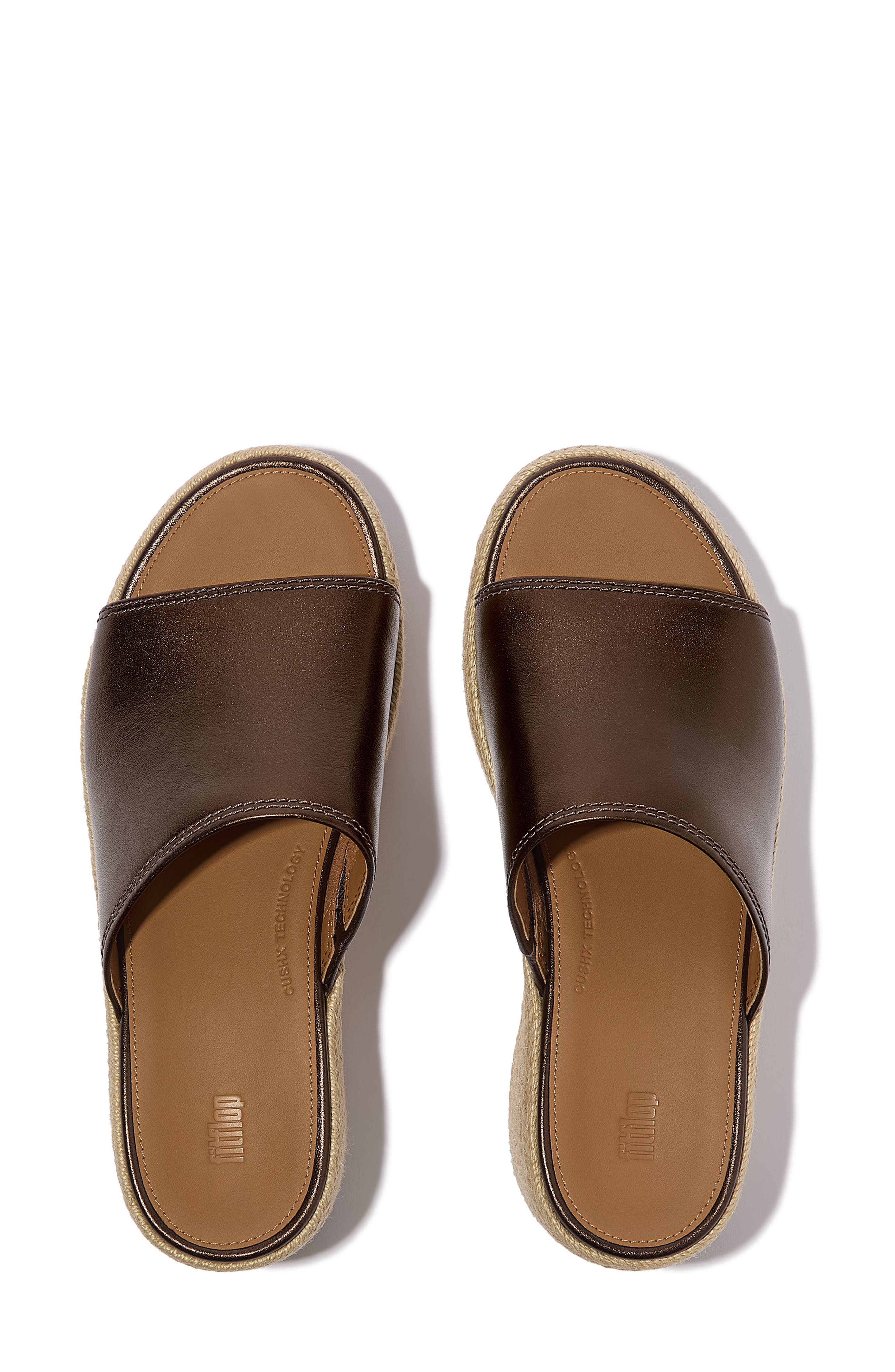 FitFlop Platform Espadrille Slide Sandal, Alternate, color, Metallic Chocolate Brown