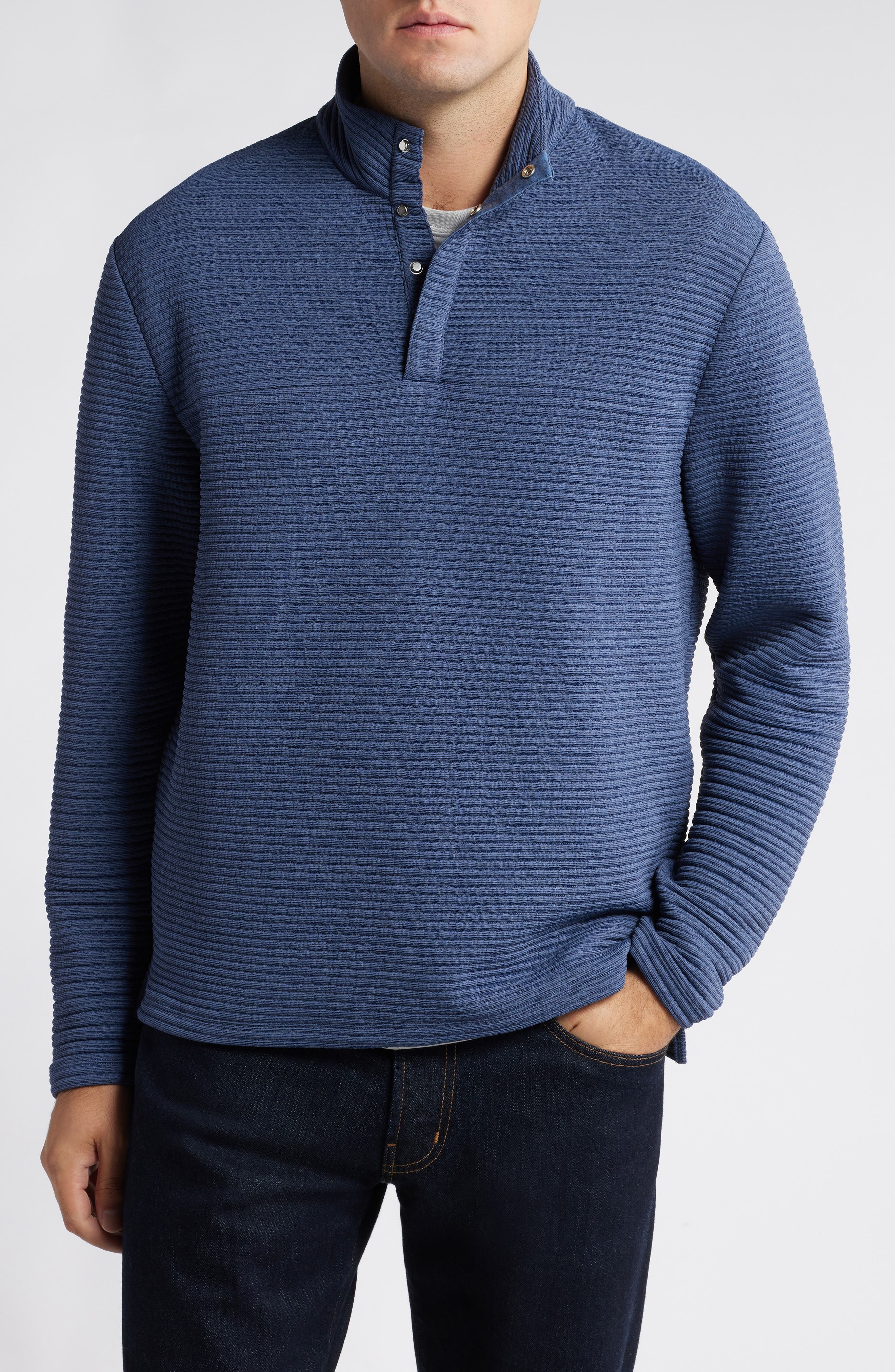 johnnie-O Benjy Quarter Snap Performance Pullover in Navy 