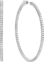 Crislu Small Pavé Cubic Zirconia Inside Out Hoop Earrings