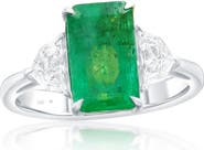 SOUZANA by Suzy Levian 14K White Gold 2.95ct Emerald & 0.50cttw Diamond Ring