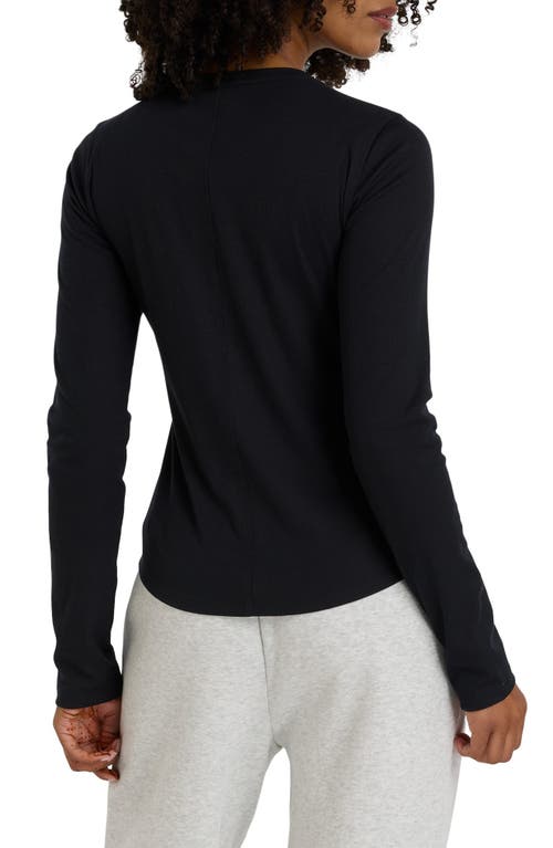 New Balance Microrib Long Sleeve T-shirt In Black