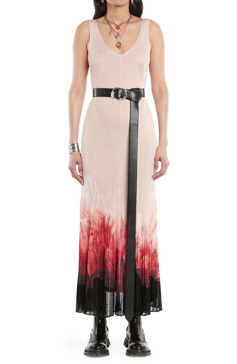 McQueen Anemone Print Rib Sweater Dress, Main, color,