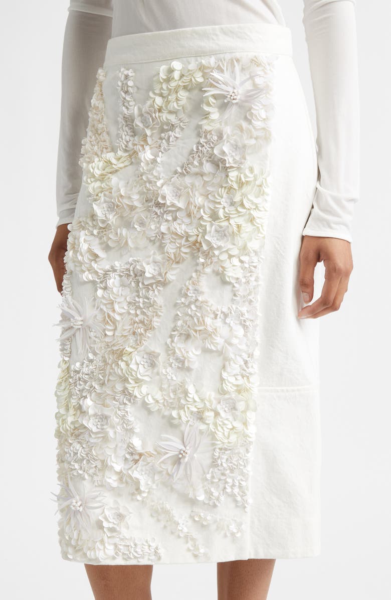 PLAN C Sequin Stretch Drill Pencil Skirt, Alternate, color, Butter