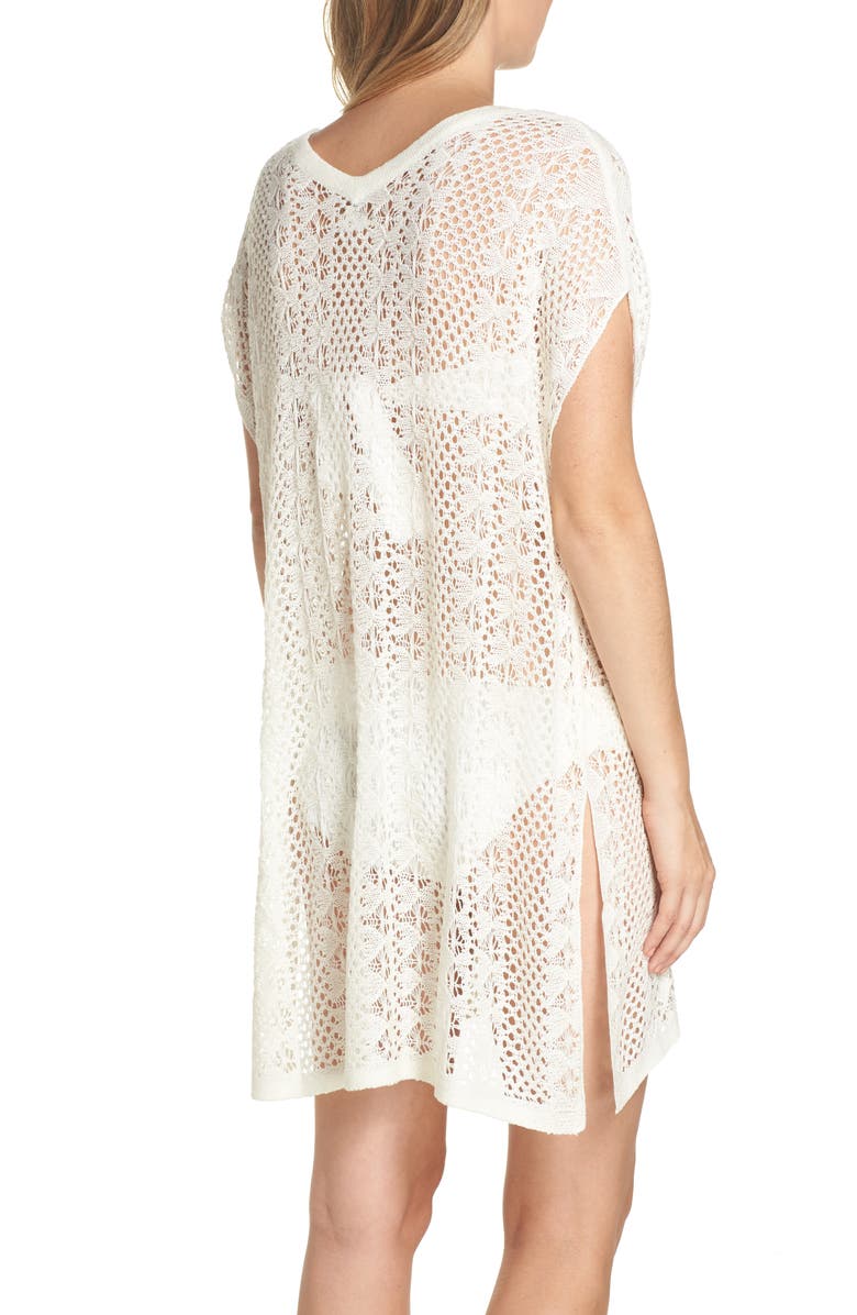 Echo Pointelle Cover-Up Caftan, Alternate, color, White