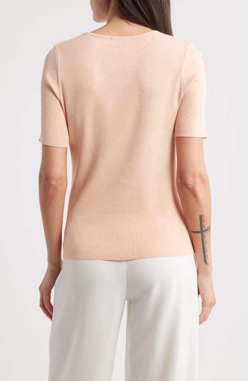 Tahari Asl Short Sleeve Sweater In Parfait