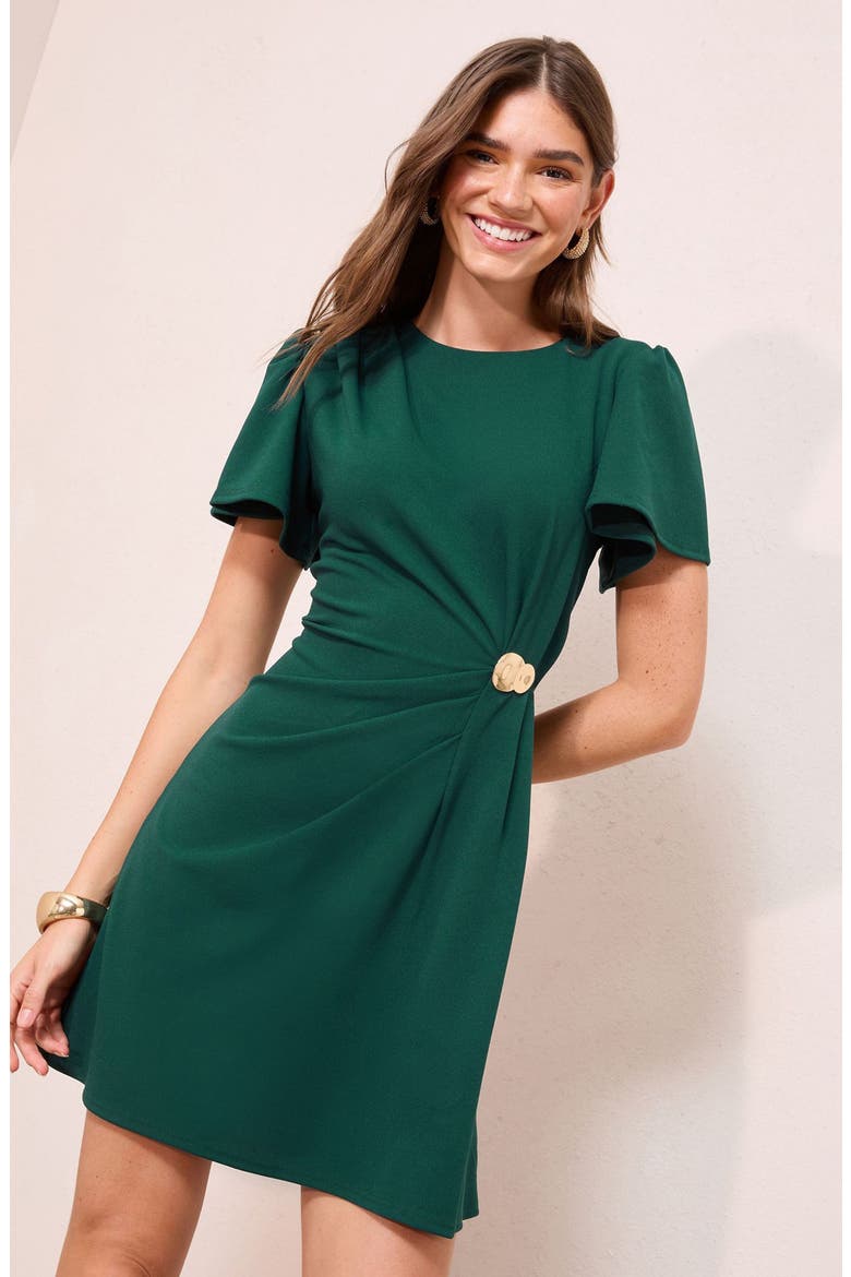 Hardware Detail Flutter Sleeve Minidress, Alternate, color, GREEN