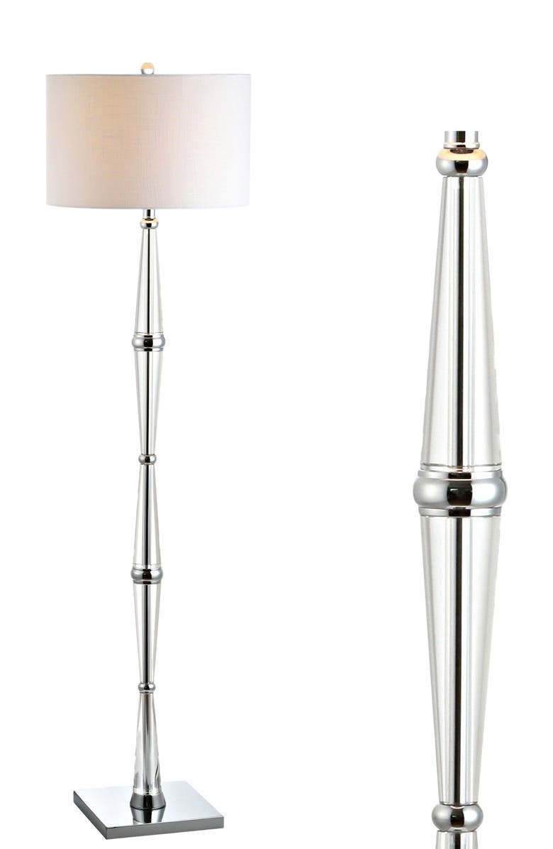 JONATHAN Y Francine 60" Crystal LED Floor Lamp, Chrome/Clear, Main, color, Clear/Chrome