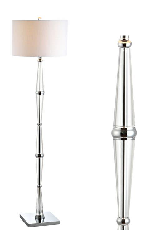 Francine 60" Crystal LED Floor Lamp, Chrome/Clear