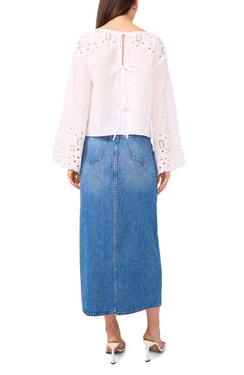 1.state Embroidered Eyelet Bell Sleeve Cotton Top
