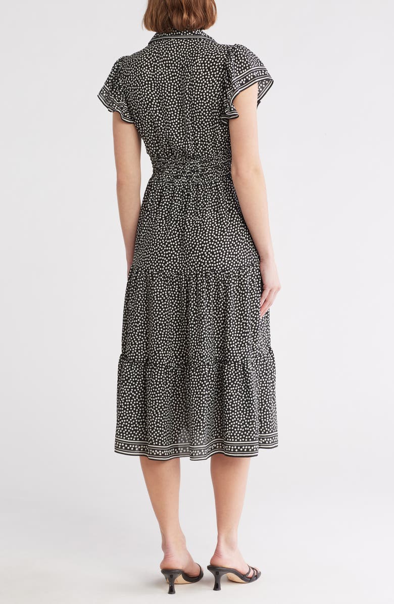 MAX STUDIO Floral Tie Front Shirtdress, Alternate, color, Blk/ Iry Large Posie Polka Dot