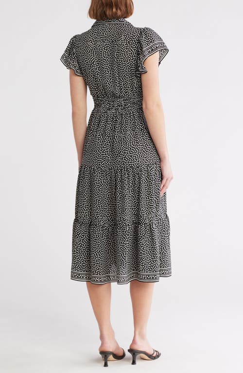 Max Studio Floral Tie Front Shirtdress In Gray