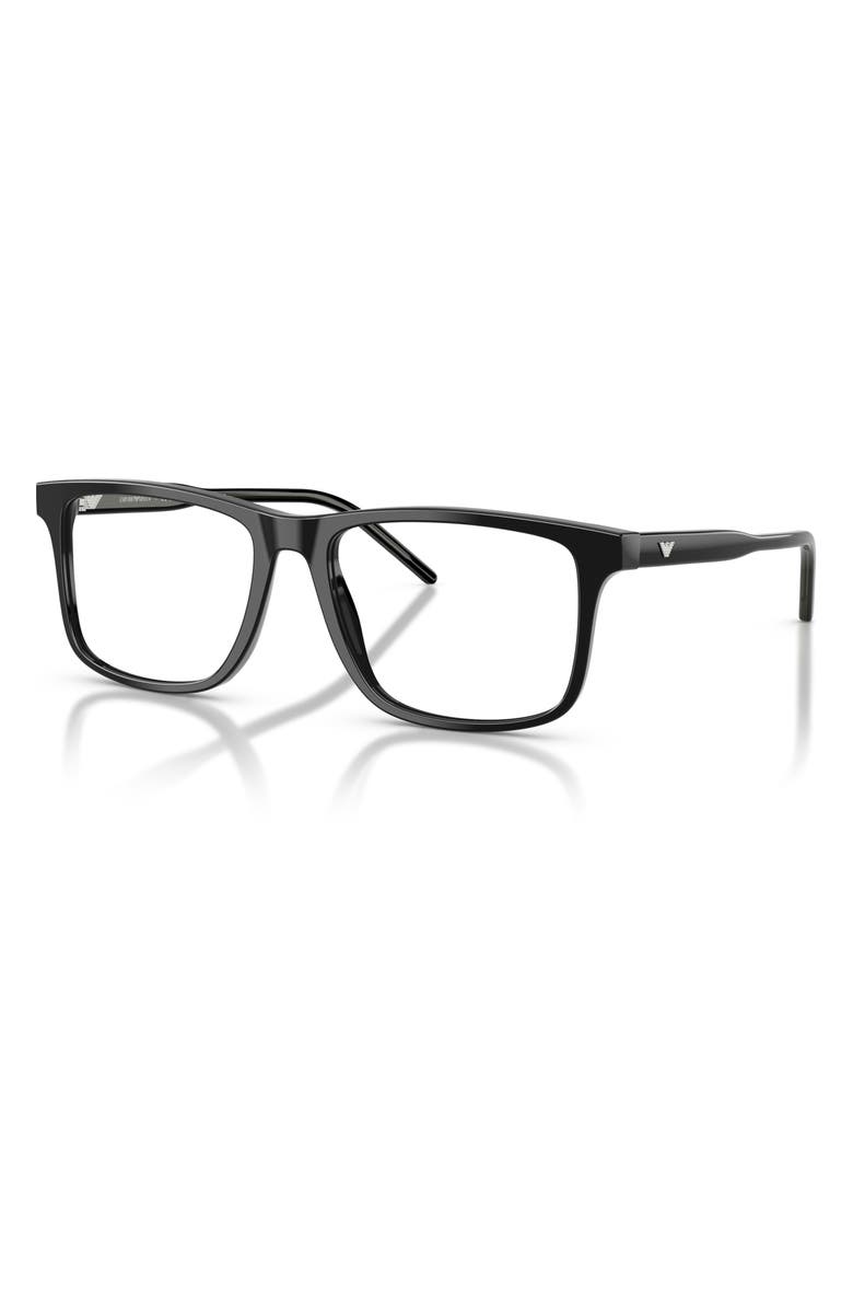 Emporio Armani 55mm Square Optical Glasses, Alternate, color, Shiny Black / Demo Lens