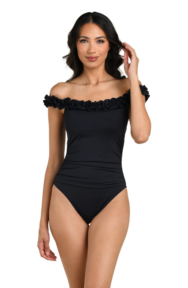 La Blanca Island Goddess Off the Shoulder One-Piece Swimsuit, Alternate, color, 