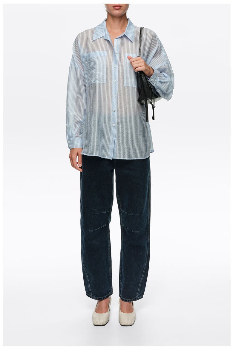 Oversize Shirt with Mini Rivets and Stripes, Alternate, color, LIGHT BLUE