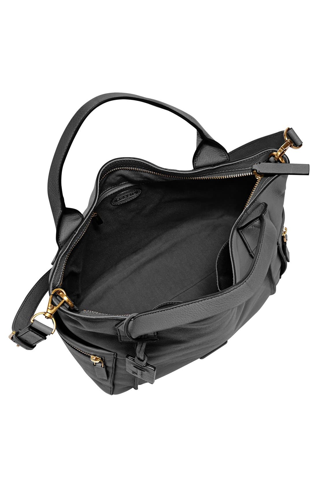'Emerson' Leather Satchel, Alternate, color, BLACK