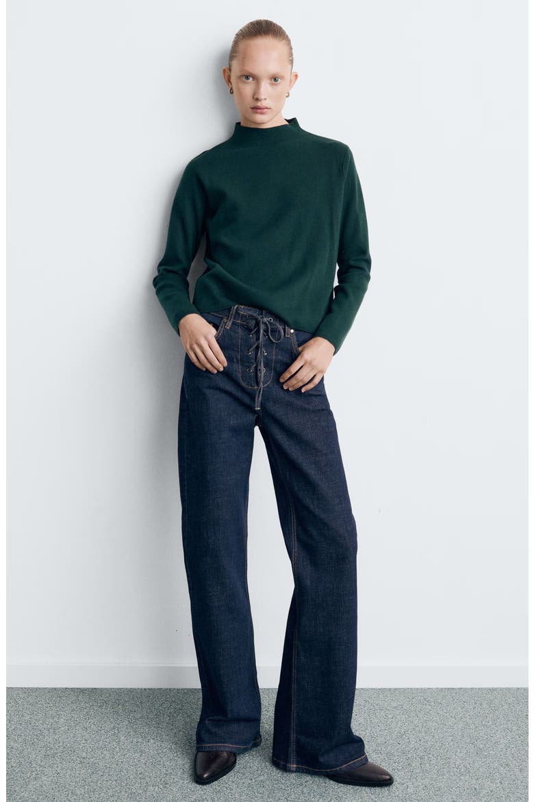 Funnel Neck Sweater, Alternate, color, DARK GREEN