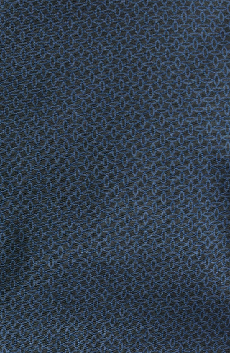 Emporio Armani Geo Print Stretch Cotton Poplin Button-Up Shirt, Alternate, color, Solid Black