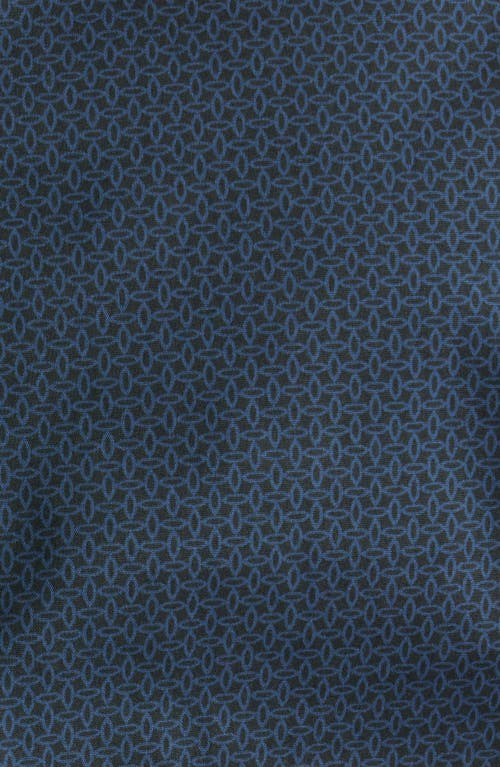 Emporio Armani Geo Print Stretch Cotton Poplin Button-up Shirt In Black