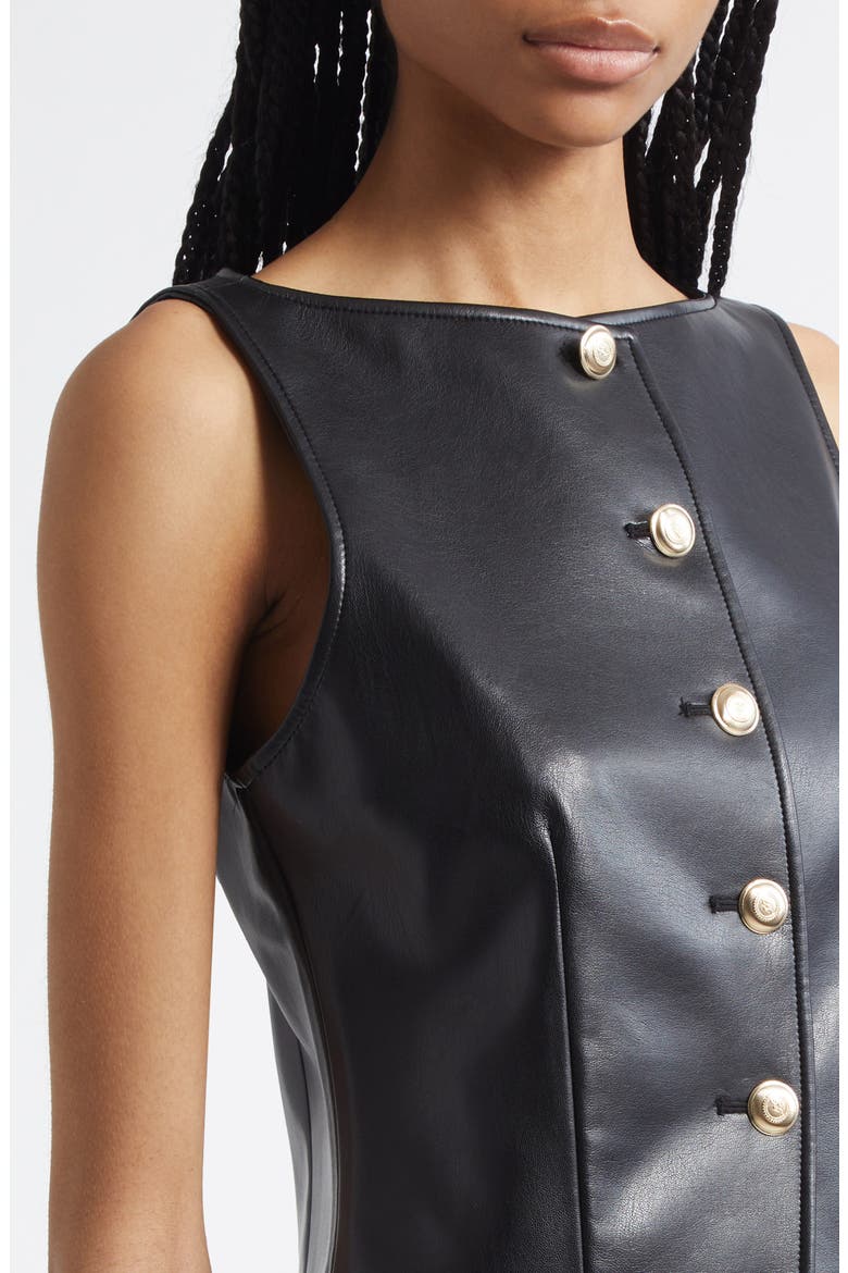 Camen Faux Leather Vest, Alternate, color, BLACK