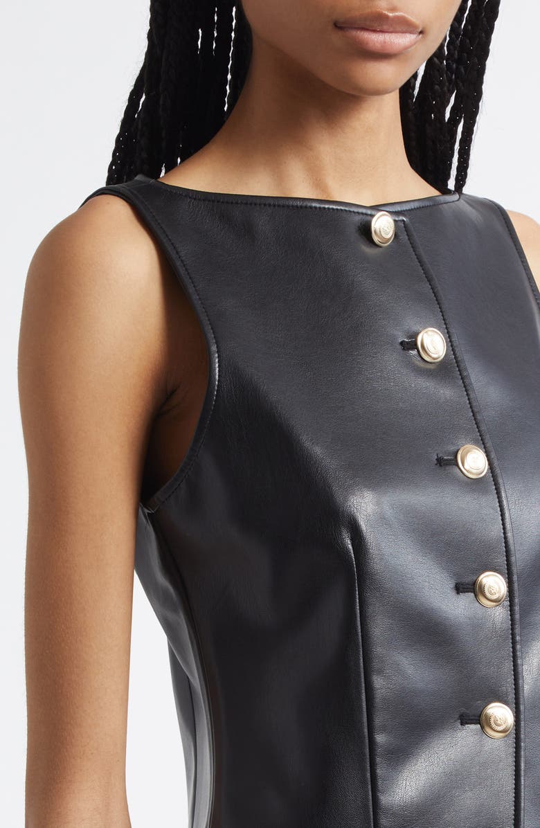 Cinq à Sept Camen Faux Leather Vest, Alternate, color, Black