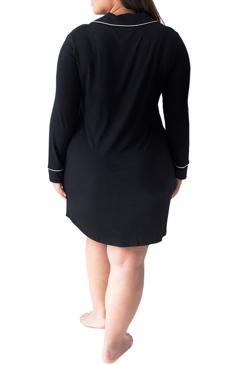 Clea Long Sleeve Sleep Shirt, Alternate, color, BLACK