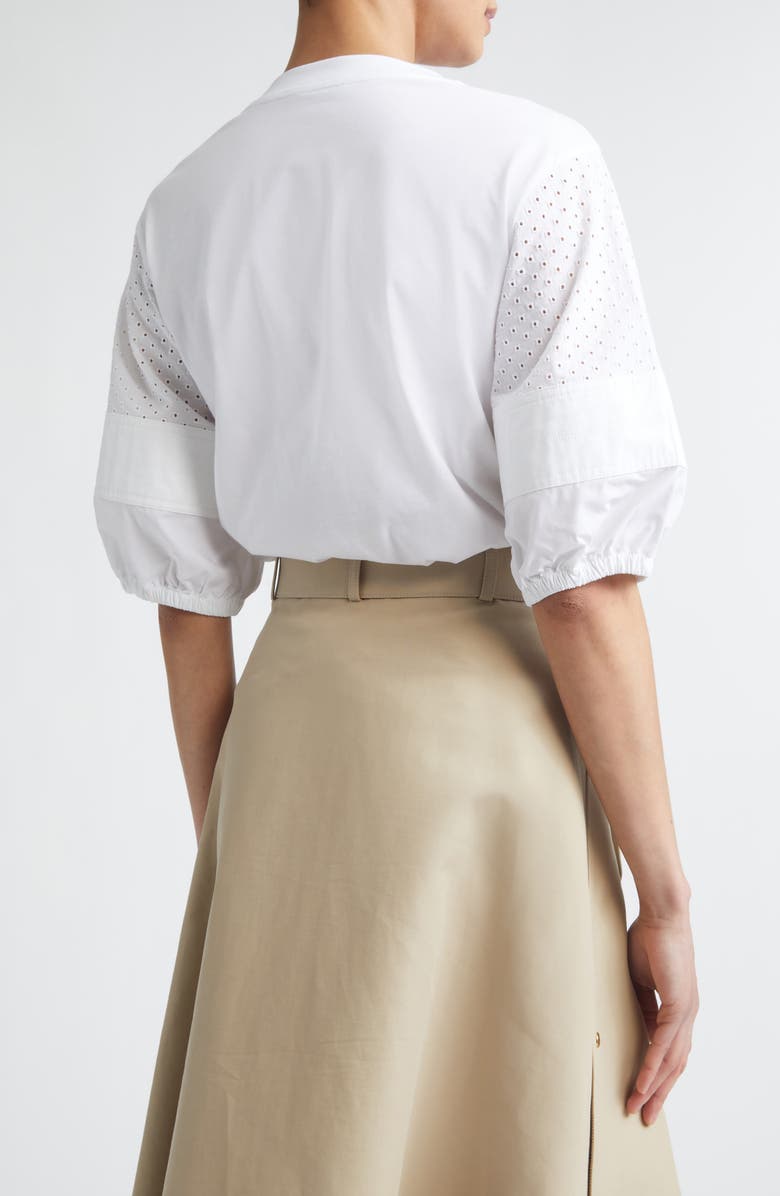 Moncler Flax Blend Crewneck T-Shirt, Alternate, color, White